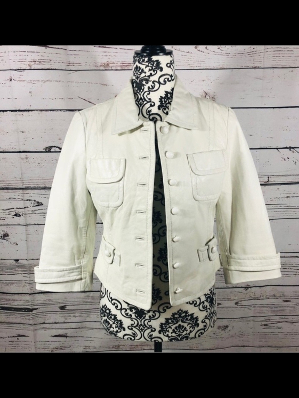 Bebe Leather Jacket, 3/4 sleeve